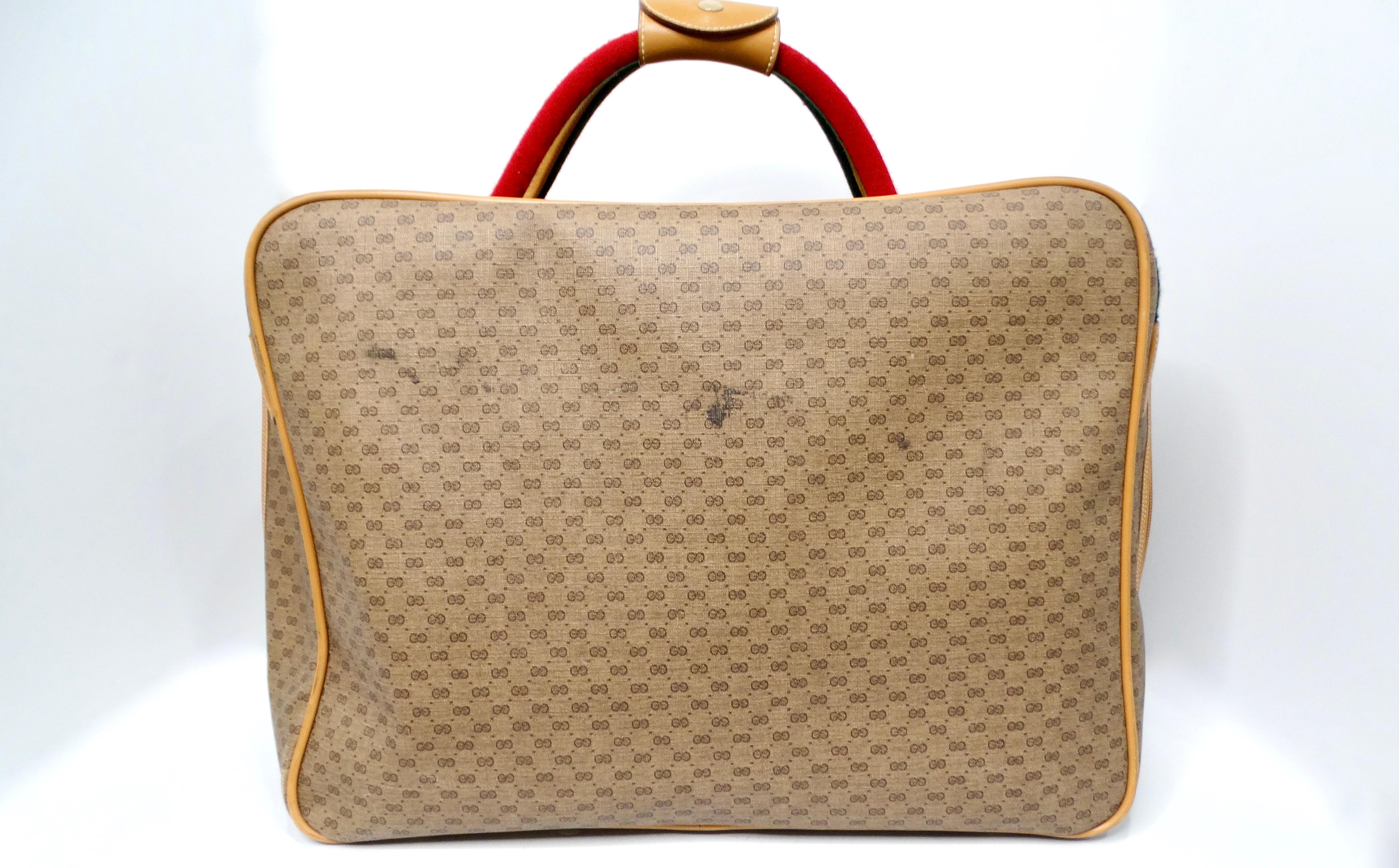 1980s Gucci Brown Monogram Coated Canvas Carry-On Suitcase For Sale 3