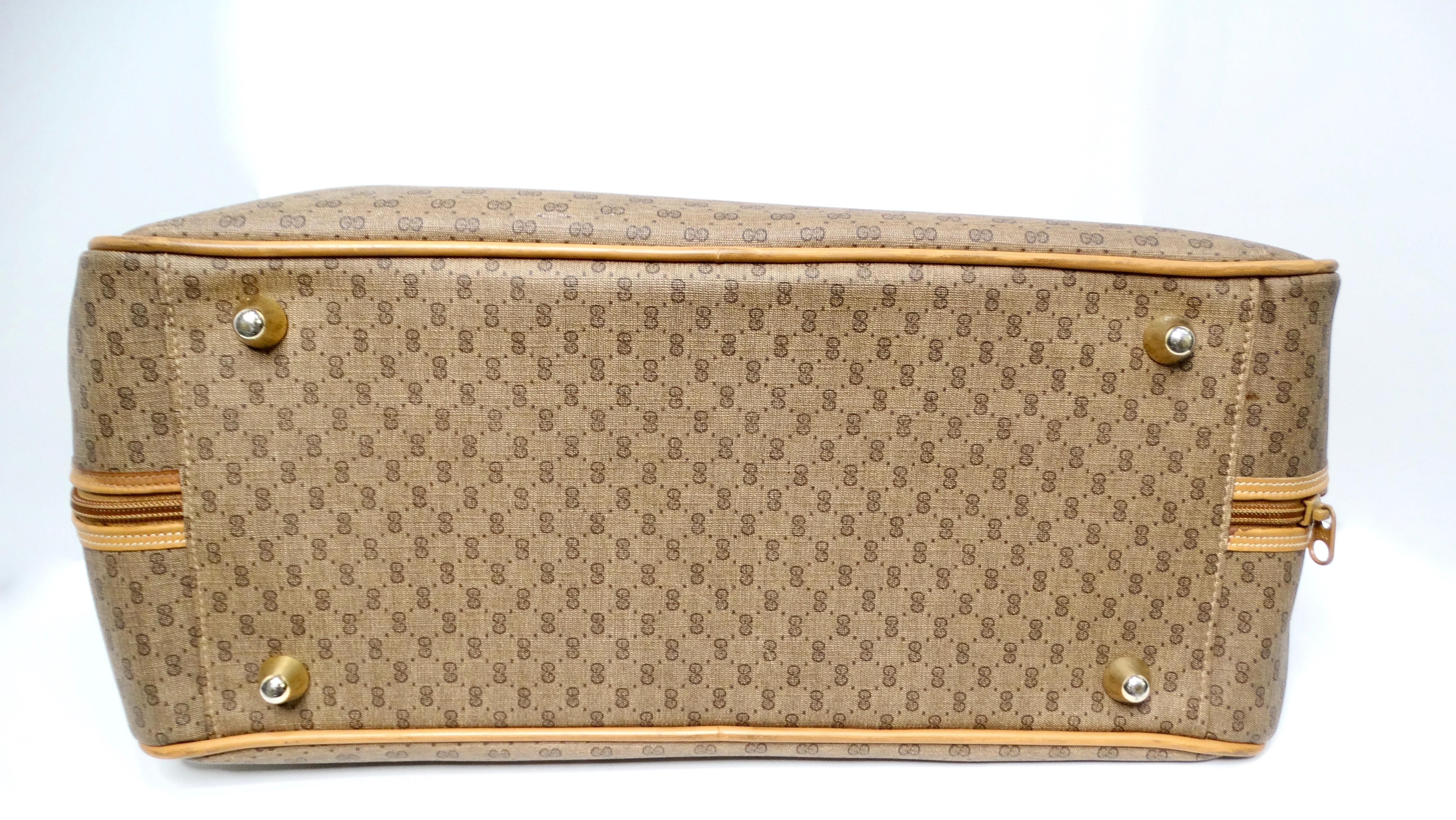 1980s Gucci Brown Monogram Coated Canvas Carry-On Suitcase For Sale 4