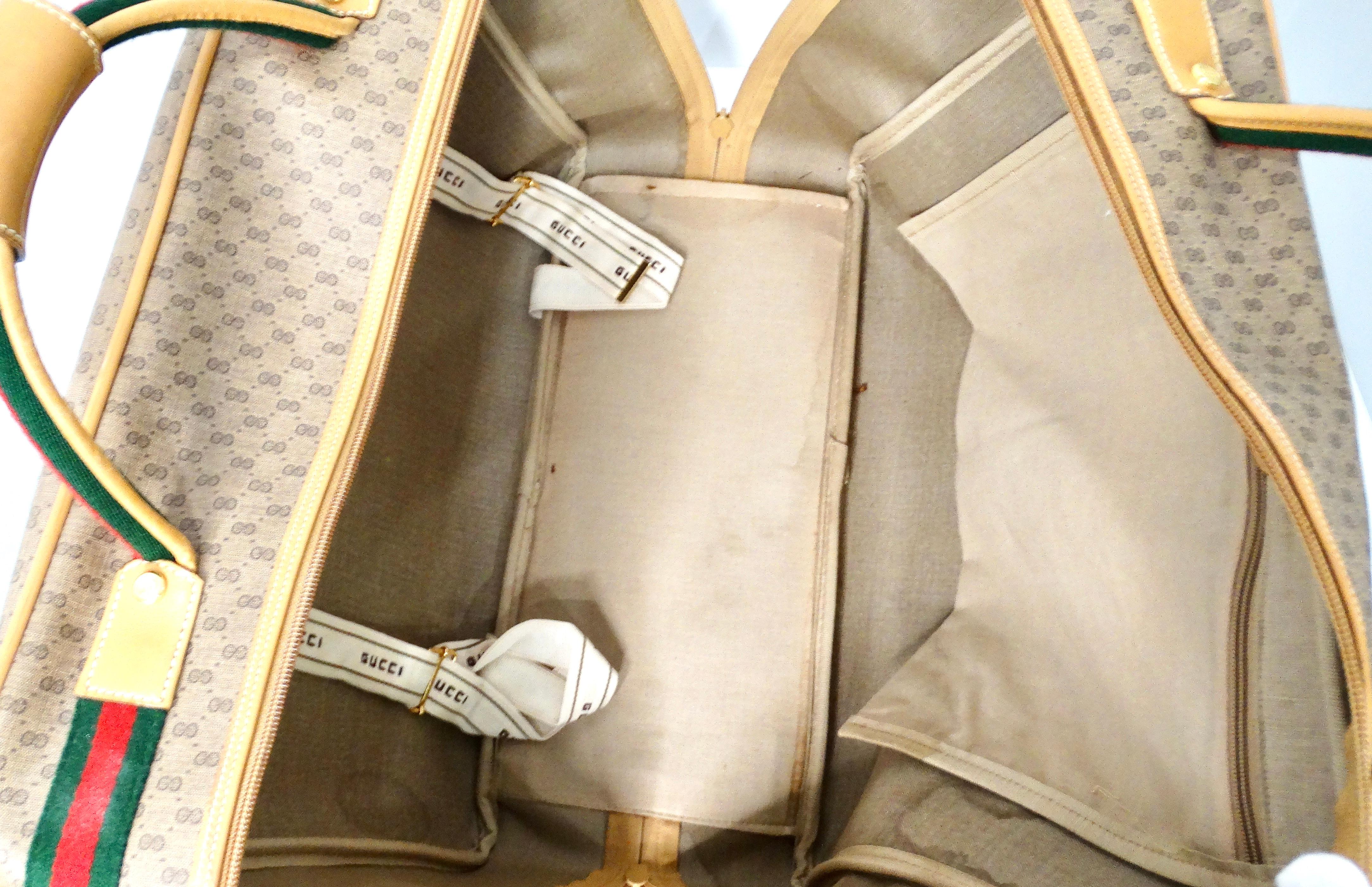 1980s Gucci Brown Monogram Coated Canvas Carry-On Suitcase For Sale 5
