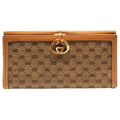 Braunes Portemonnaie mit Monogramm und GG-Metalllogo von Gucci, 1980er Jahre