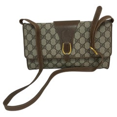 Vintage 1980s Gucci Coated Canvas and Leather GG Monogram Crossbody