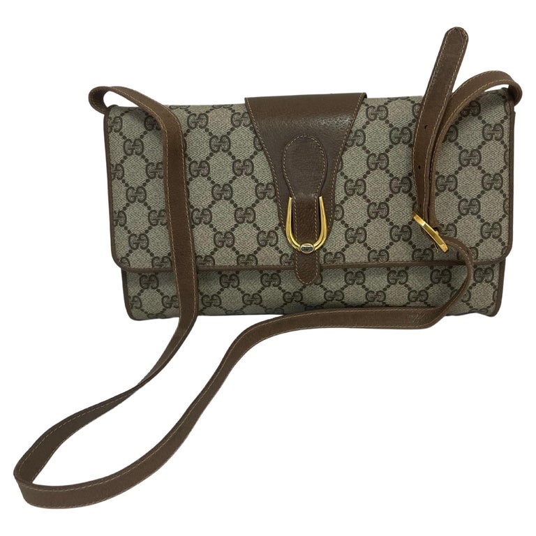 1980s Gucci Coated Canvas and Leather GG Monogram Crossbody at 1stDibs