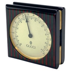 1980s Gucci Desktop Thermometer Striped Lacquer Gold Metal Accents