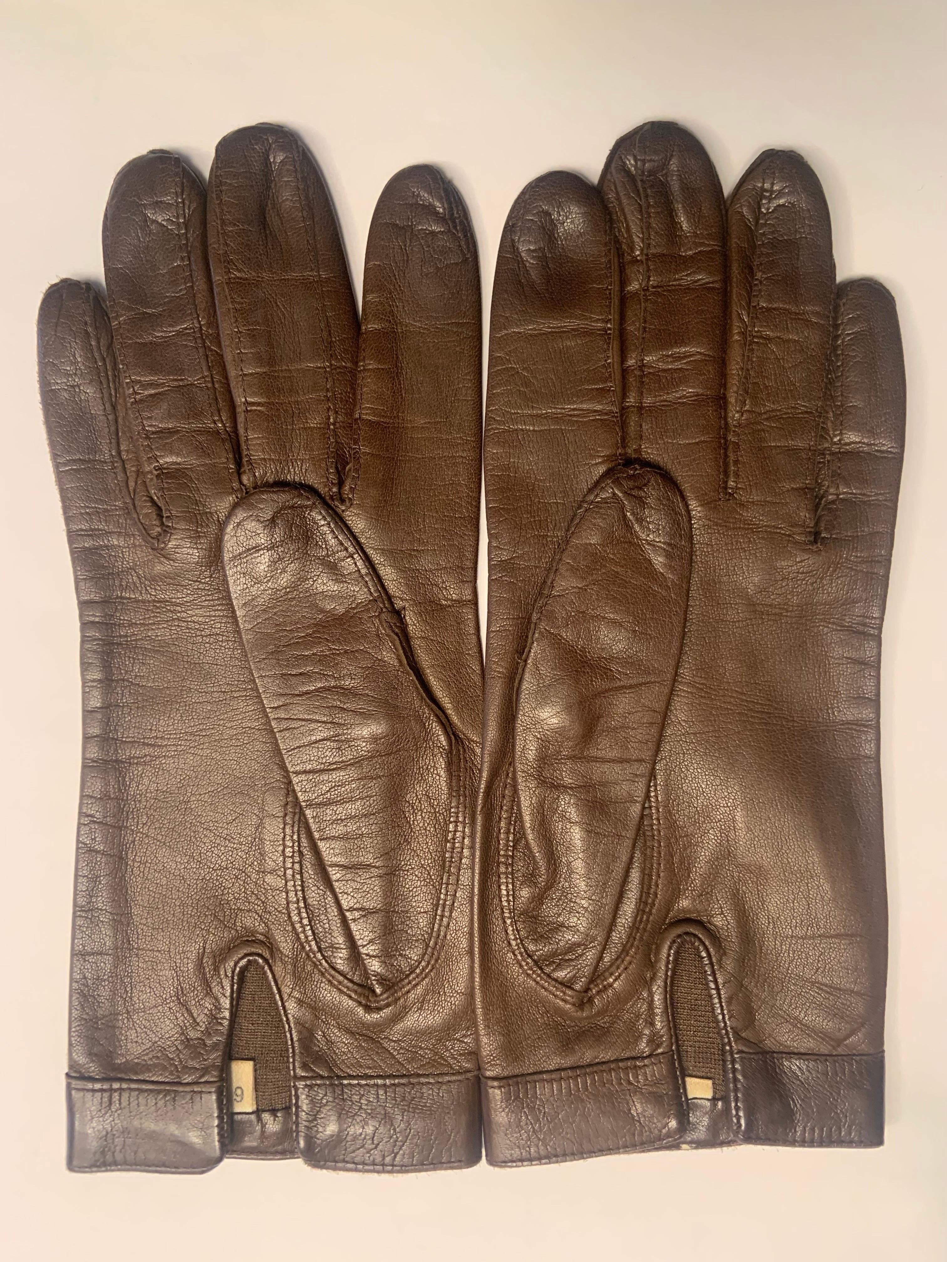 1980's Gucci Equestrian Theme Brown Leather Gloves Never Worn 6 1/2 For Sale 1