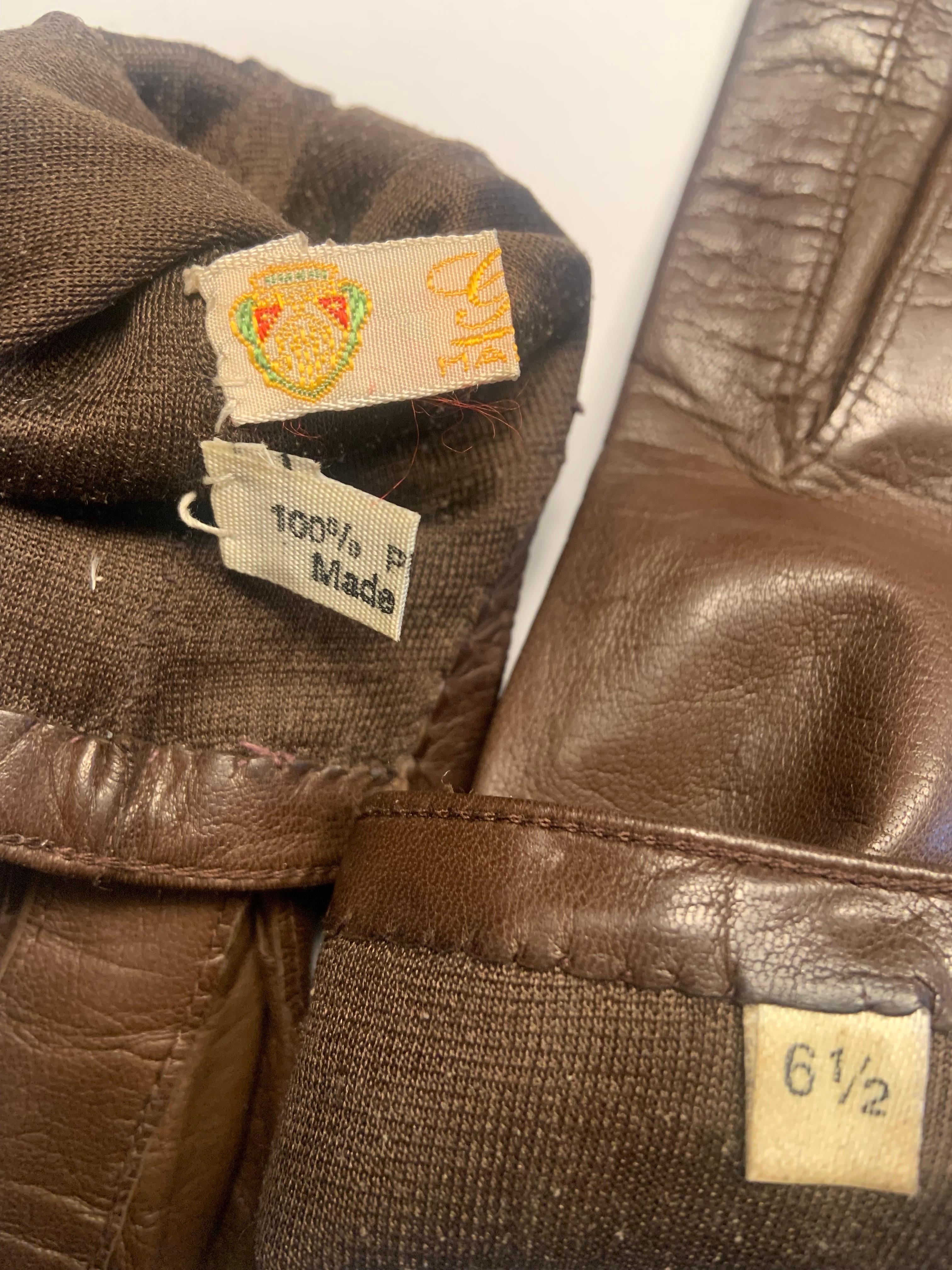 1980's Gucci Equestrian Theme Brown Leather Gloves Never Worn 6 1/2 For Sale 2