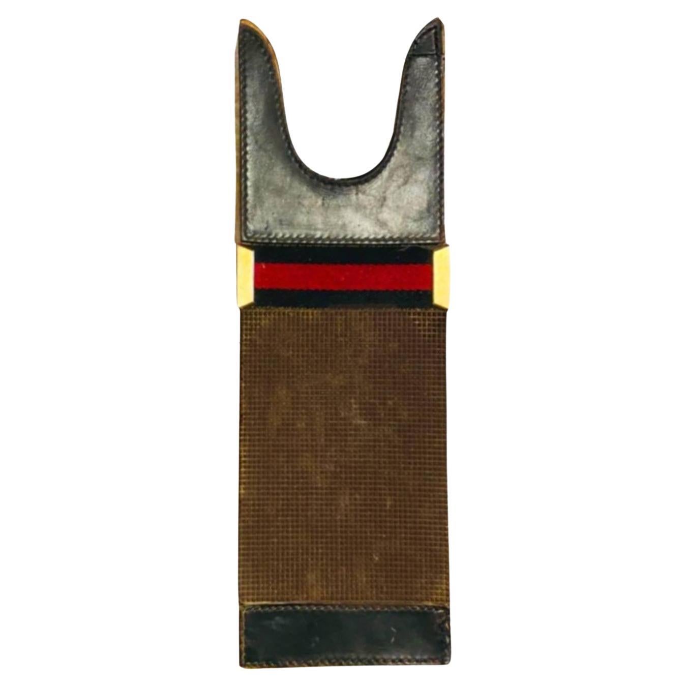 1980s Gucci Equestrian Wooden Web Stripe Boot Jack  For Sale