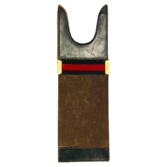 1980er Jahre Gucci Reiter-Stiefeljacke aus Holz mit Webstreifen 