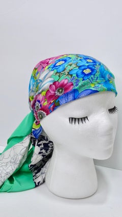 1980s Gucci Floral Sketch Silk Scarf