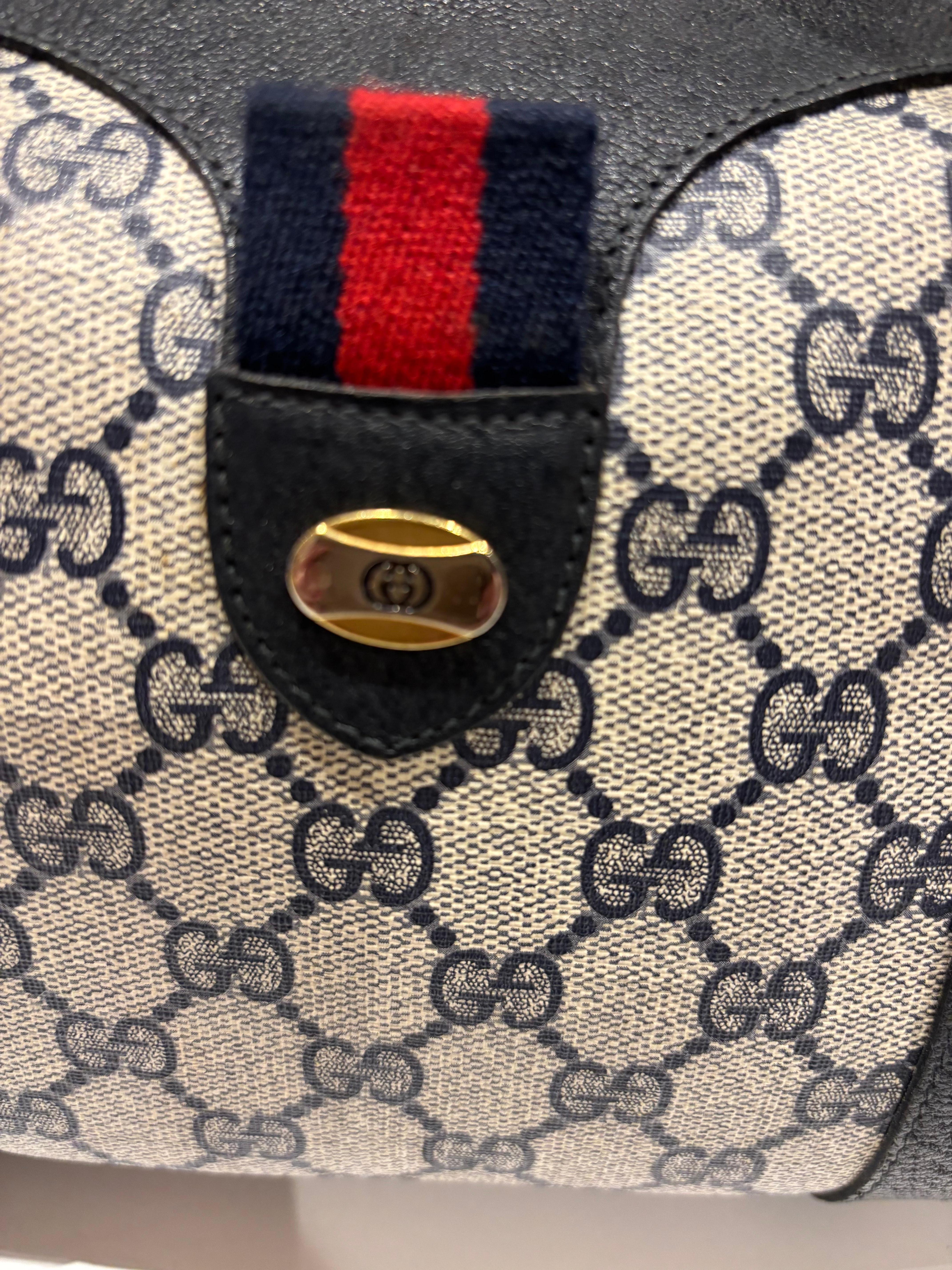 Noir Sac Gucci GG Boston des années 80 en très bon état