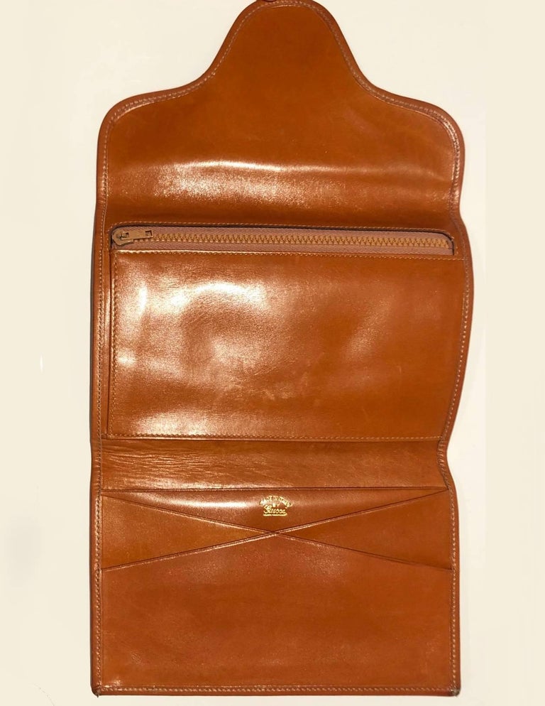 1980s Gucci GG Interlocking Logo Black Cloth and Tan Leather Passport