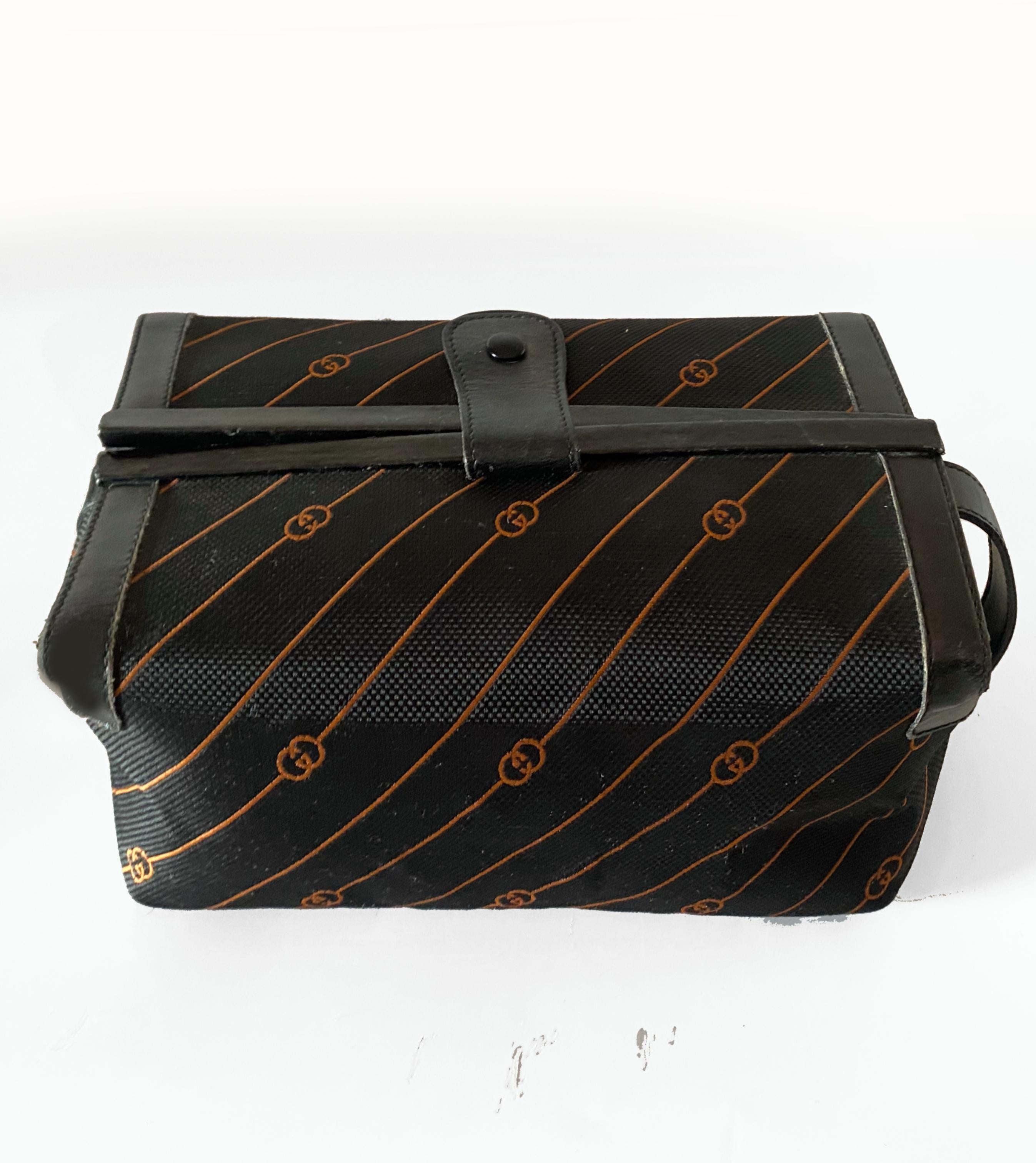1980s Gucci GG Monogram Leather Canvas Toiletry Bag In Good Condition In London, GB