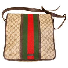 Vintage 1980s Gucci GG Web Guccisima & Race Strap Messenger Crossbody  Bag