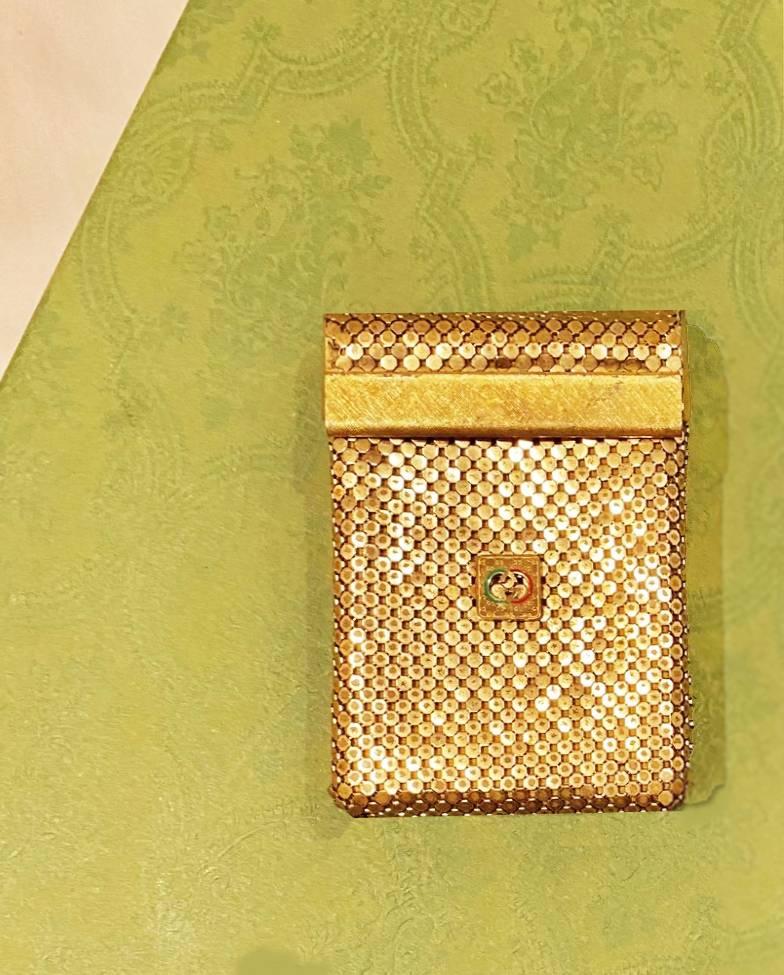 1980s Gucci Gold Mesh Metal Smoking box Cigarette Case  3