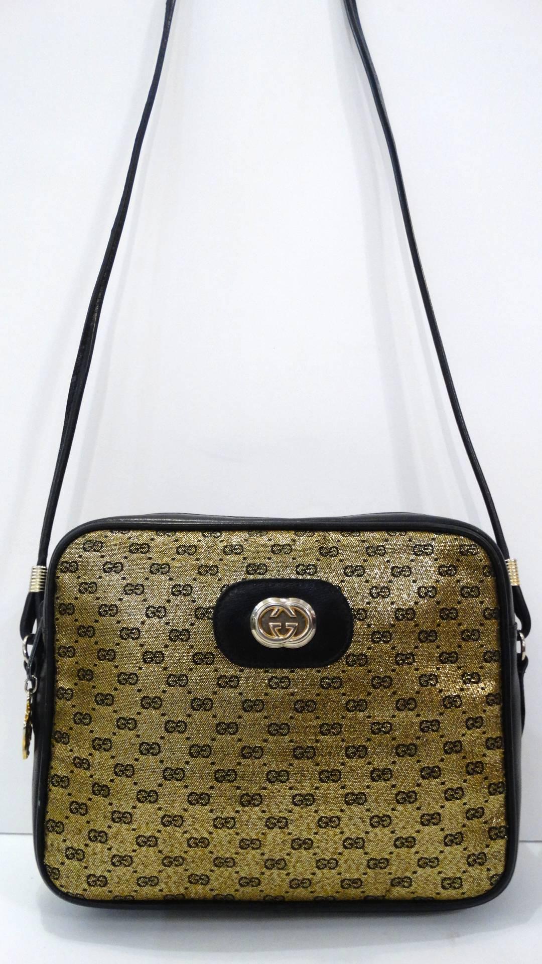 1980s Gucci Gold Monogram Shoulder Bag 6