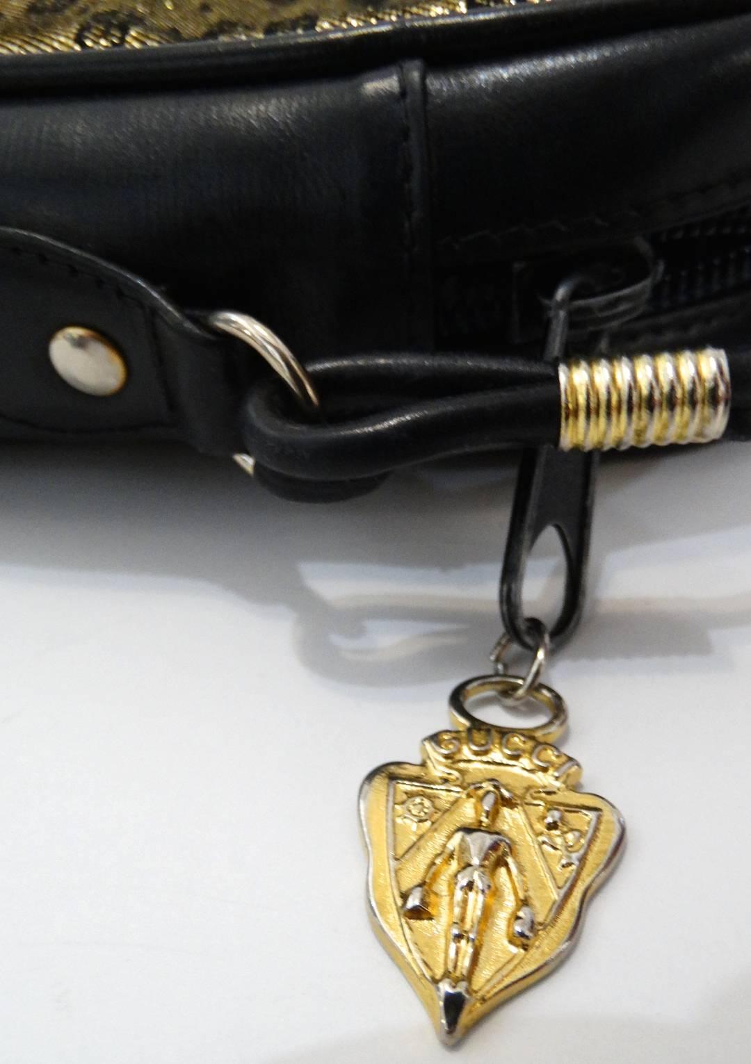 1980s Gucci Gold Monogram Shoulder Bag In Excellent Condition In Scottsdale, AZ