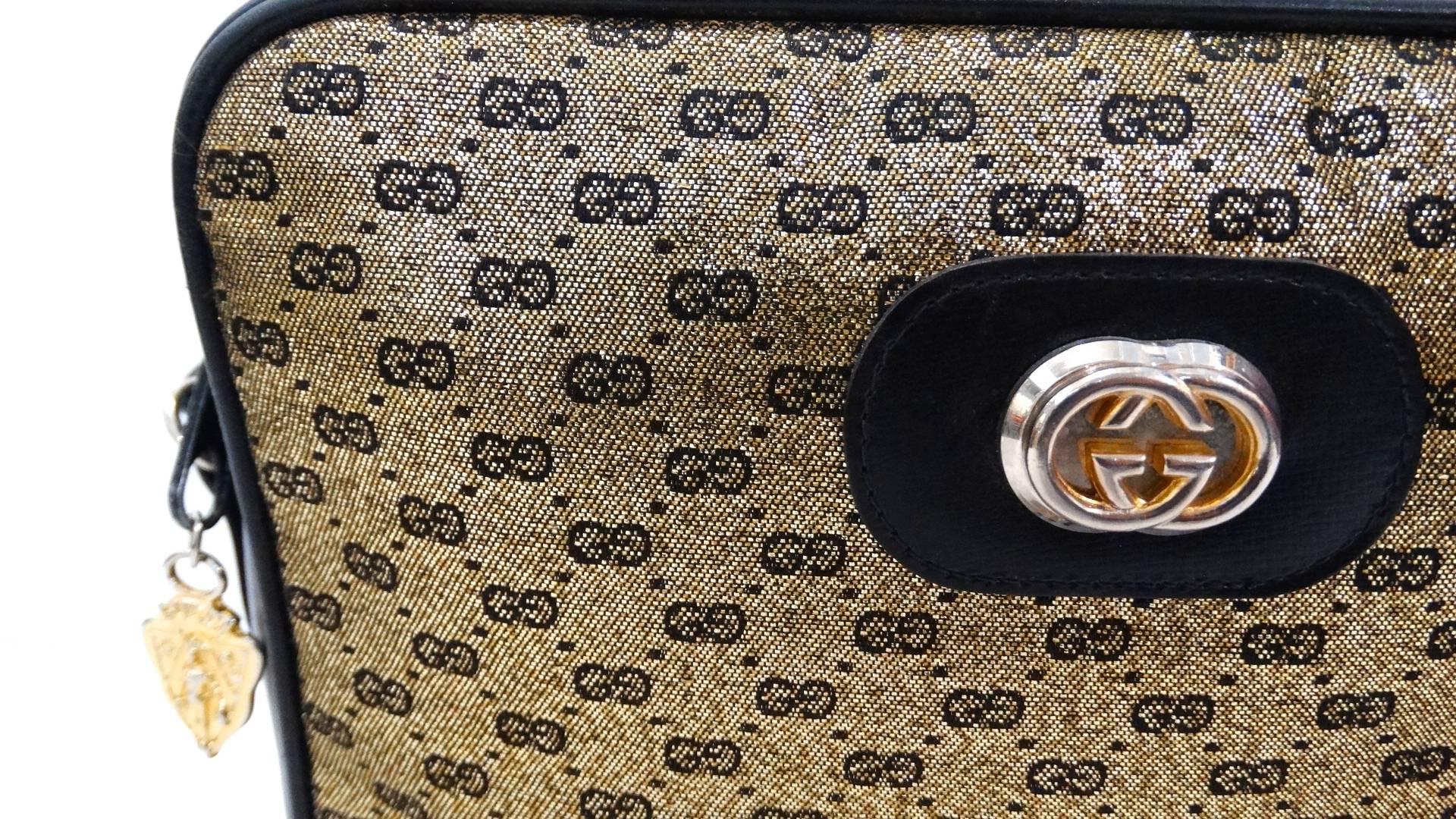 1980s Gucci Gold Monogram Shoulder Bag 3