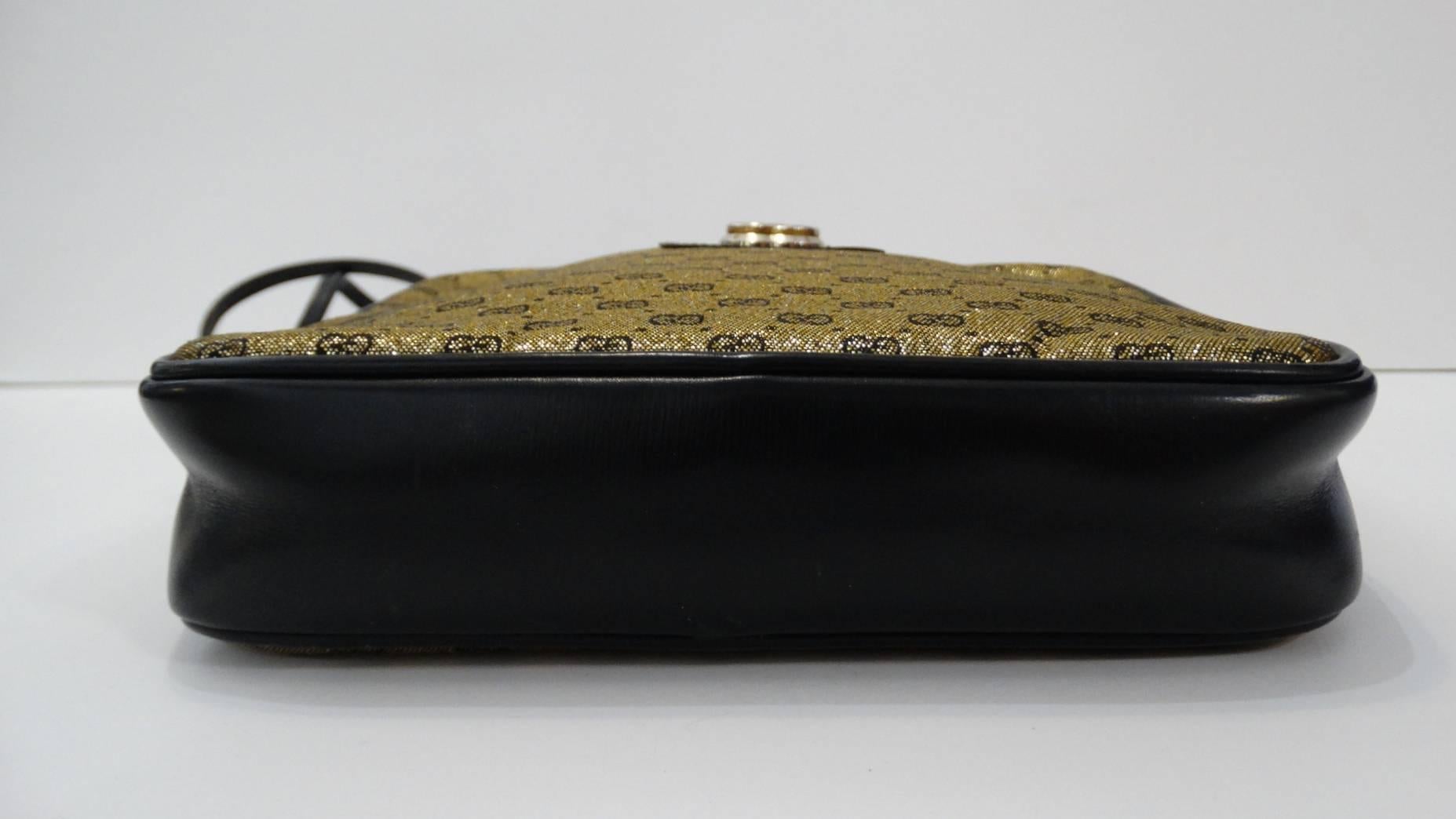 1980s Gucci Gold Monogram Shoulder Bag 4