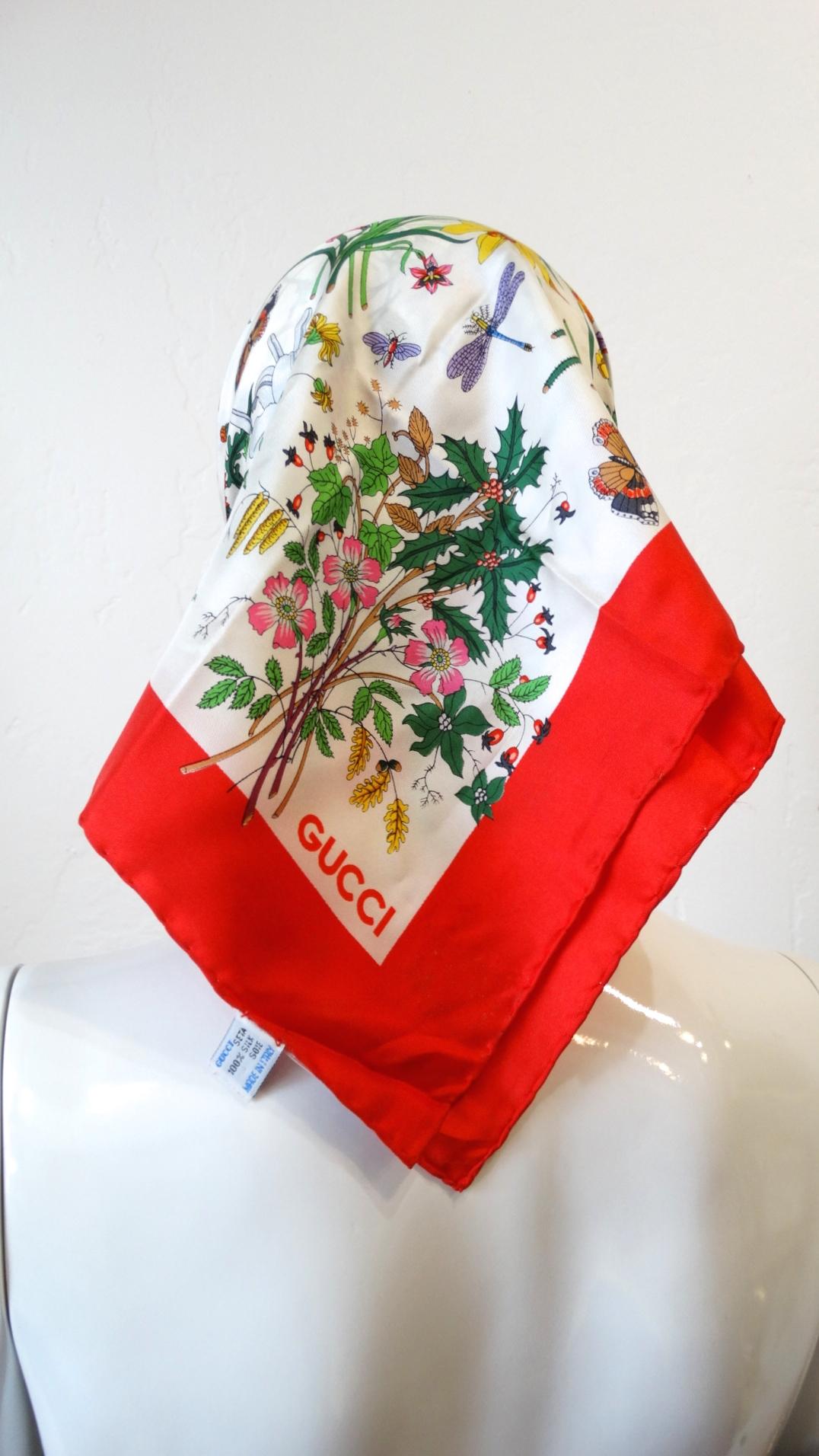 1980s Gucci Iconic Flora Motif Scarf 1