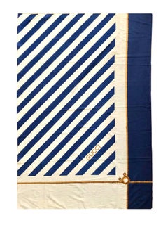 1980s Gucci Large Gucci Blue Stripe Naval Knots Wrap Pareo Sarong 