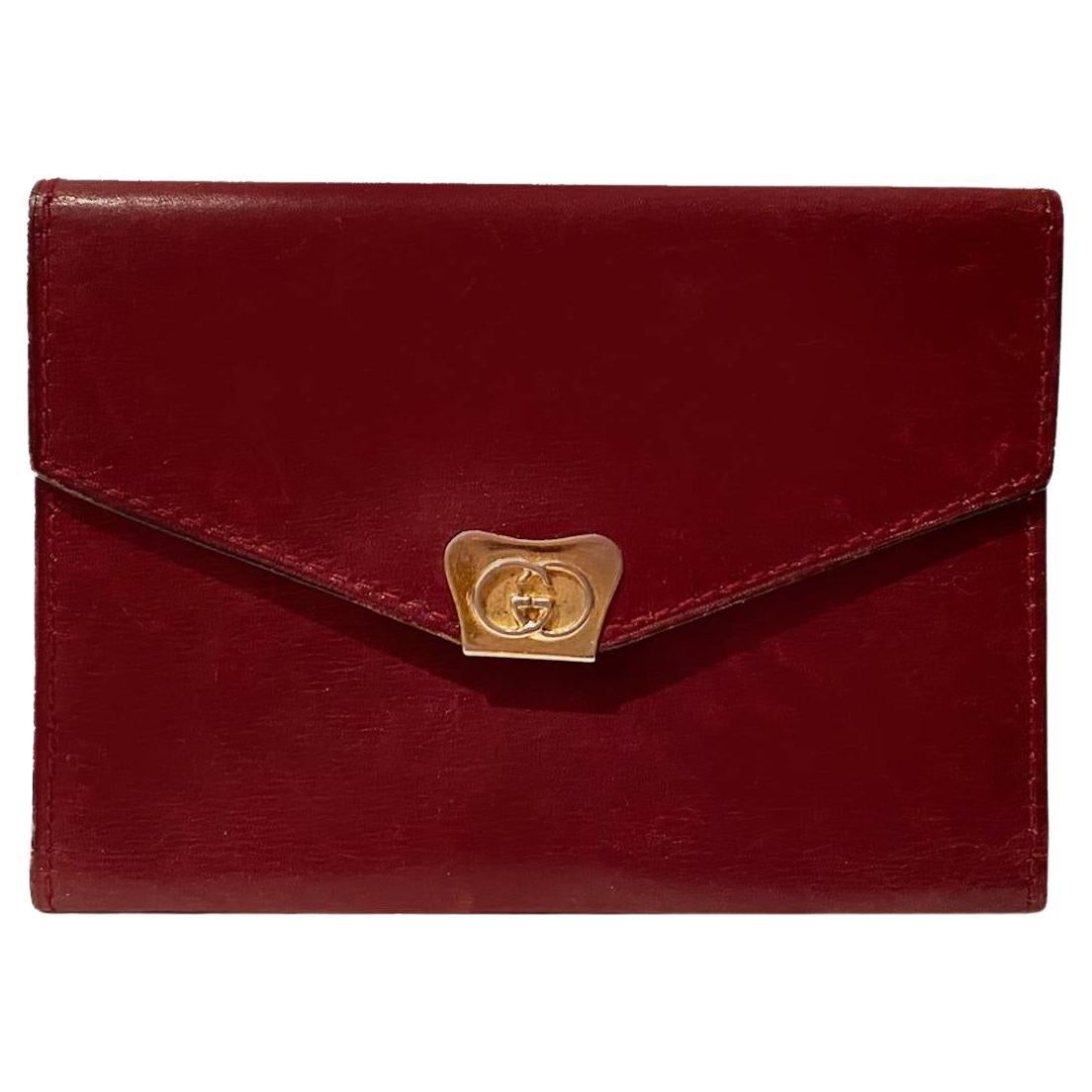 1980s Gucci Leather Burgundy Notepad with Pen Holder 