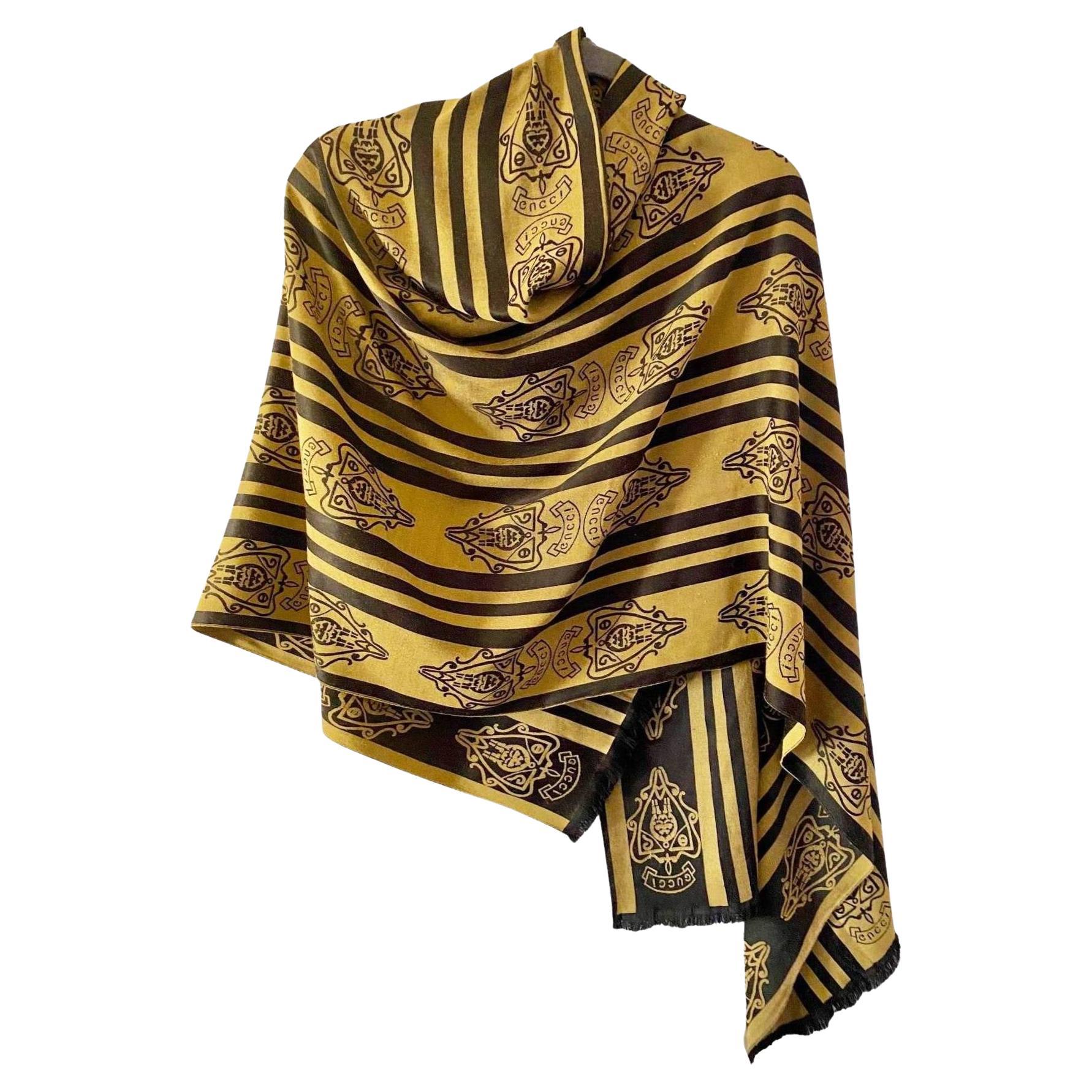 Luxury Divas Green Baroque Print Pashmina Shawl Scarf with Fringe