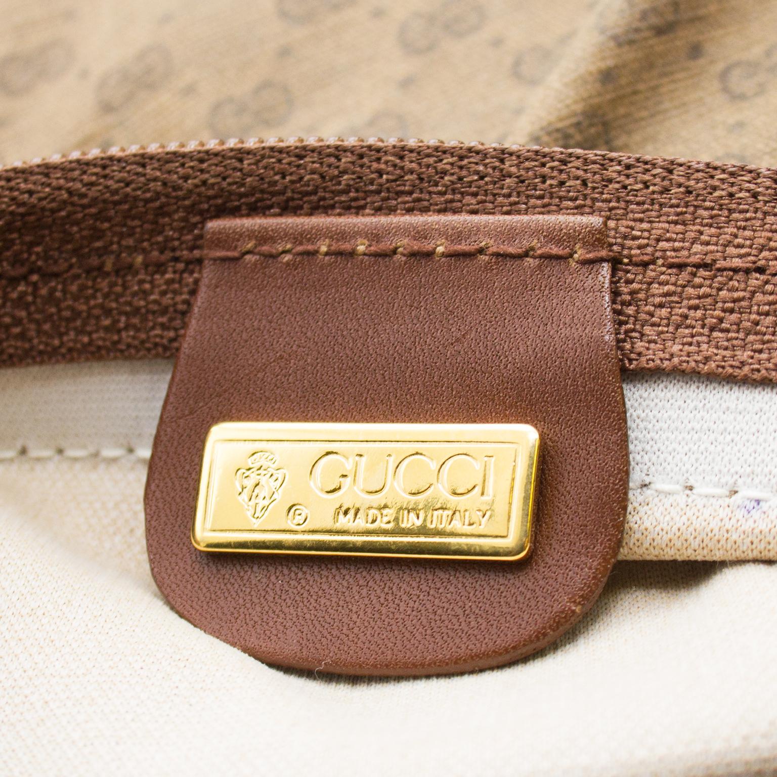 1980s Gucci Monogram Nylon Leather Trim Duffle Bag  In Good Condition In Toronto, Ontario