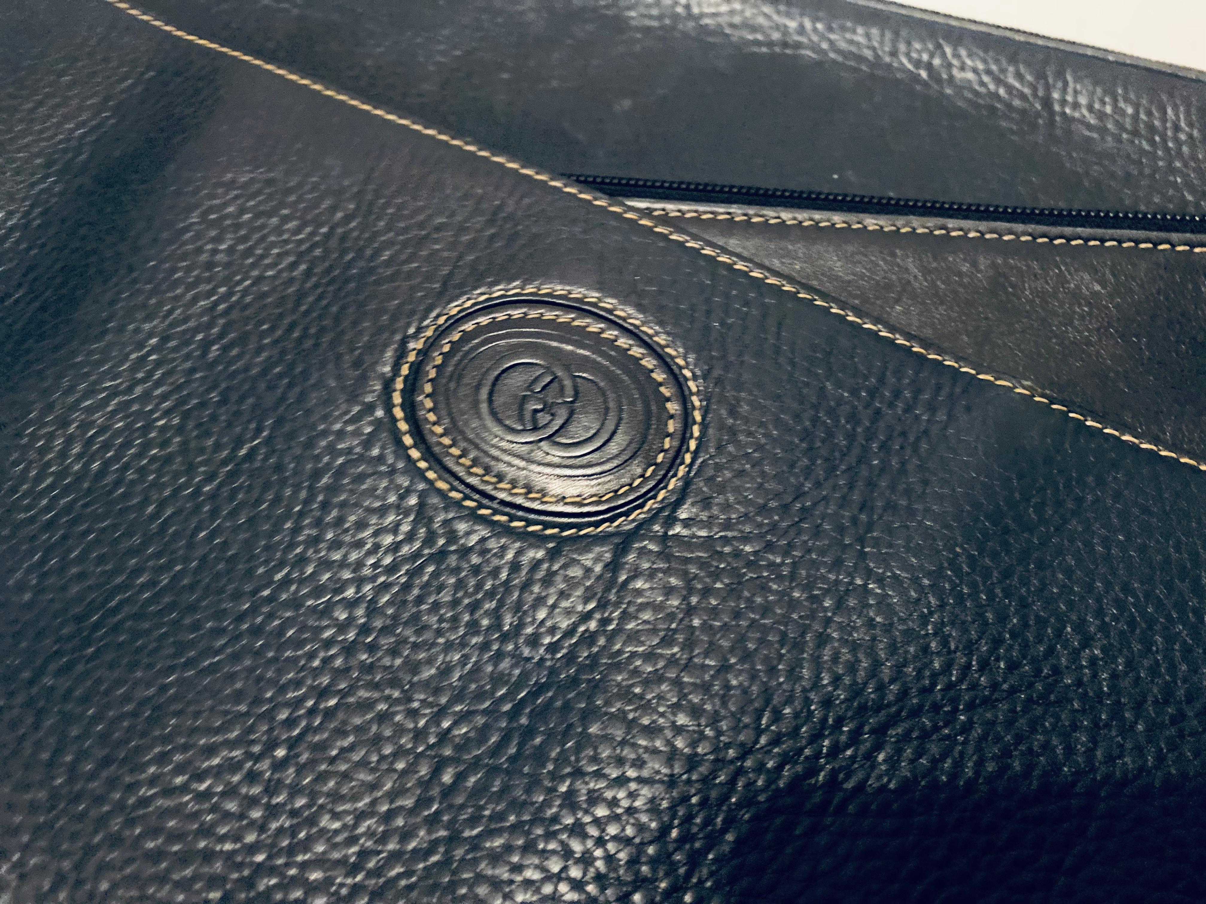 Femenino o masculino Bolso Maletín con Cremallera Azul Marino Gucci Años 80 Porta Documentos en venta