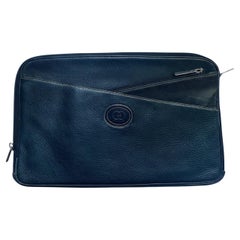 1980s Gucci Navy Blue Document Holder Zipped Briefcase Handbag