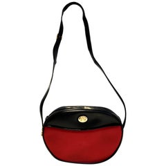 Retro 1980s Gucci Navy Blue Red GG Logo Charm Shoulder Bag