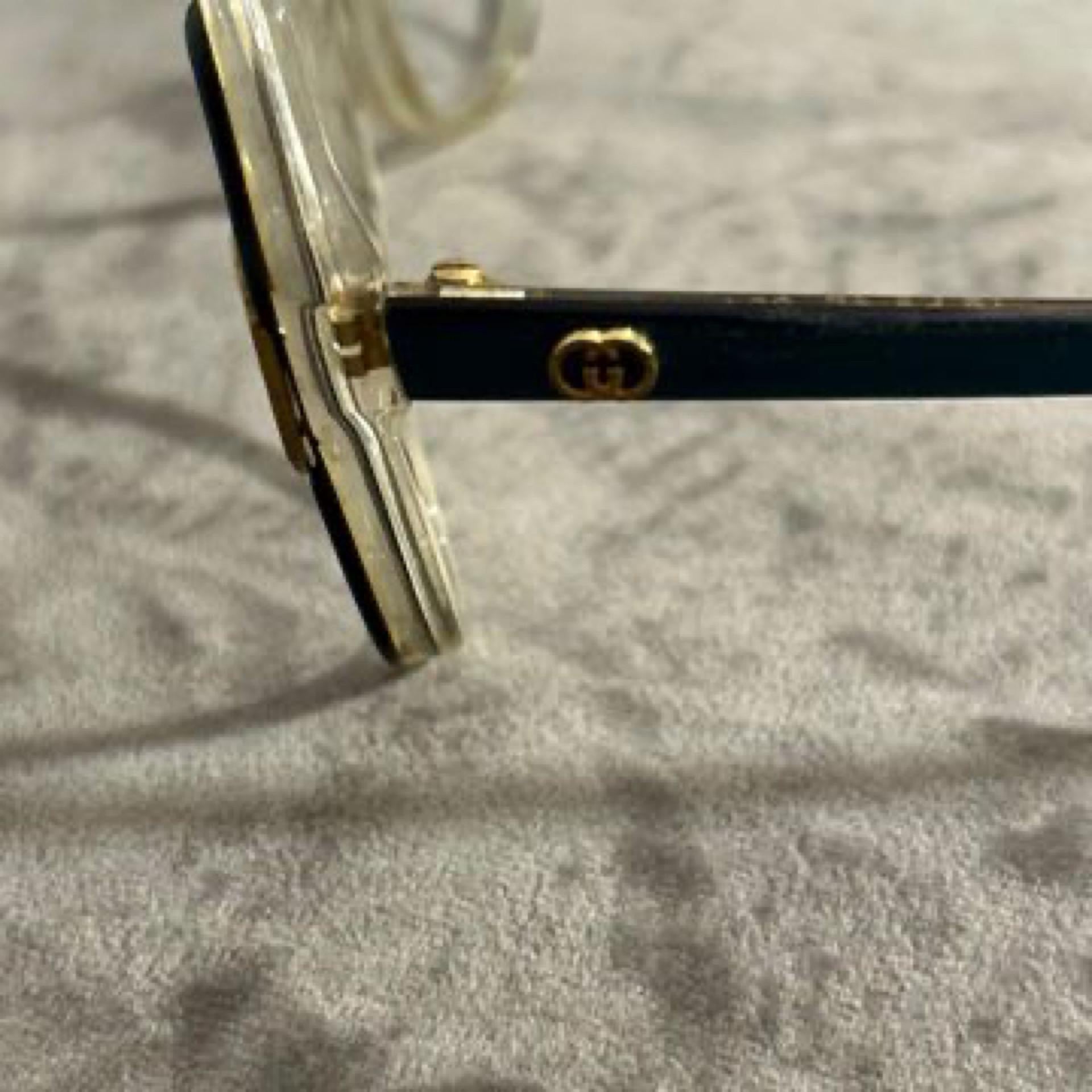 1980s Gucci Retro Oversized Eyeglasses with Teal and Gold Accents For Sale 6