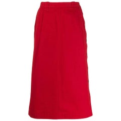 1980s Gucci Red Midi Skirt