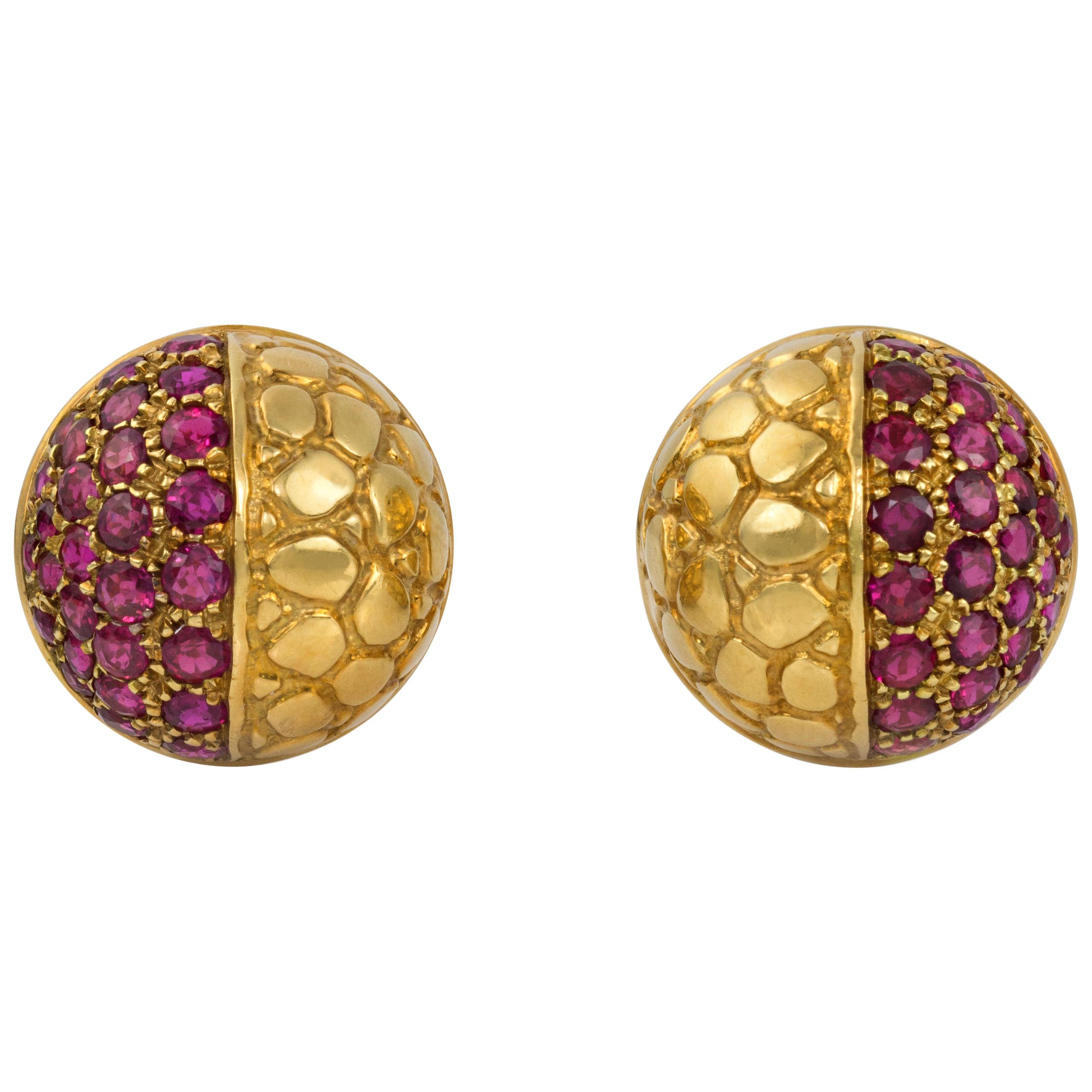 1980s Gucci Ruby and Gold Earrings