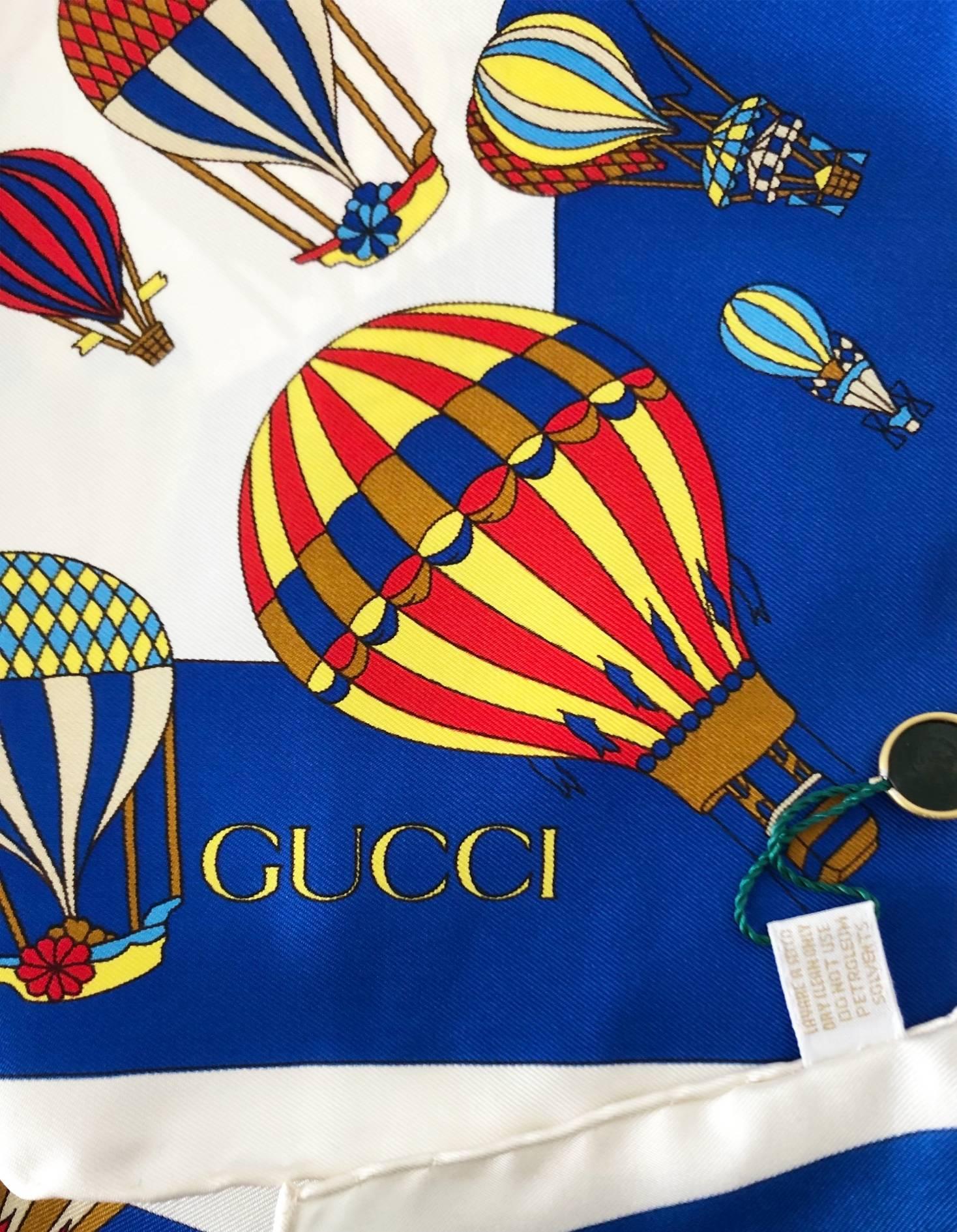 Women's or Men's 1980s Gucci Silk Balloon Print Scarf Shawl 