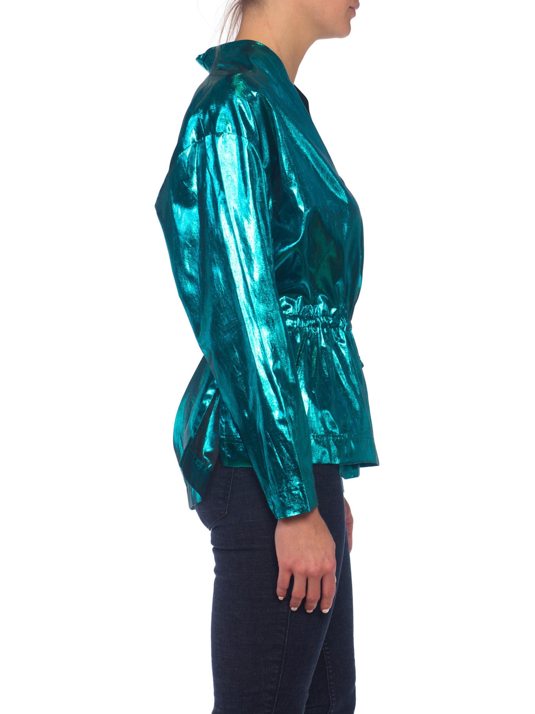 Women's 1980S Teal Lamé Gucci Style Disco Wrap Top