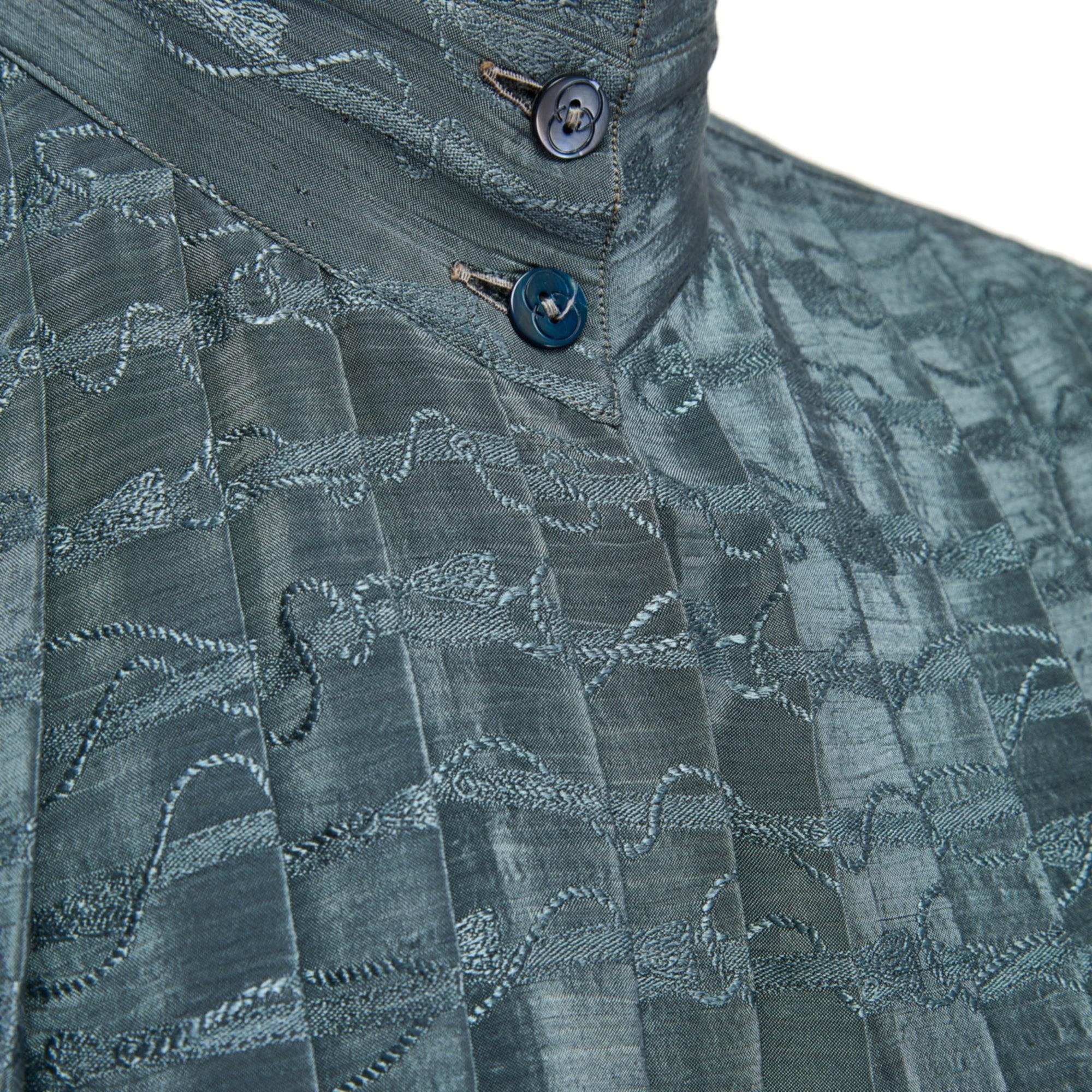 Camicetta plissettata in seta jacquard di Gucci degli anni '80 In condizioni ottime in vendita a London, GB