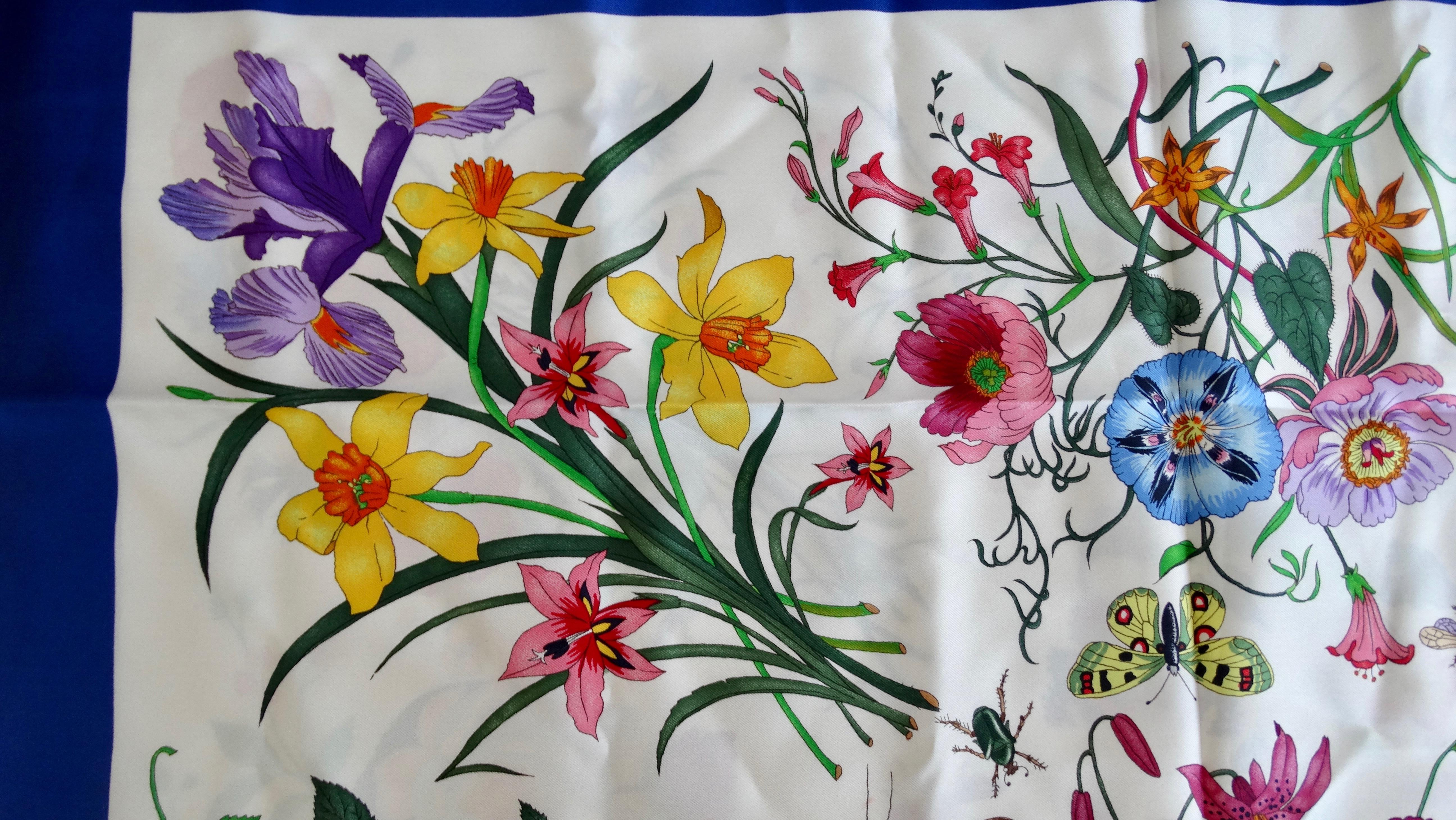 Gucci V. Accornero 1980s Flora Silk Scarf 5