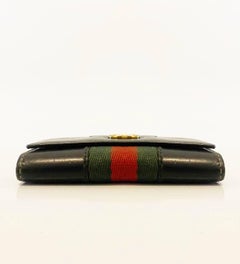 1980s Gucci Web Black Leather Hook Key Fob Wallet Case