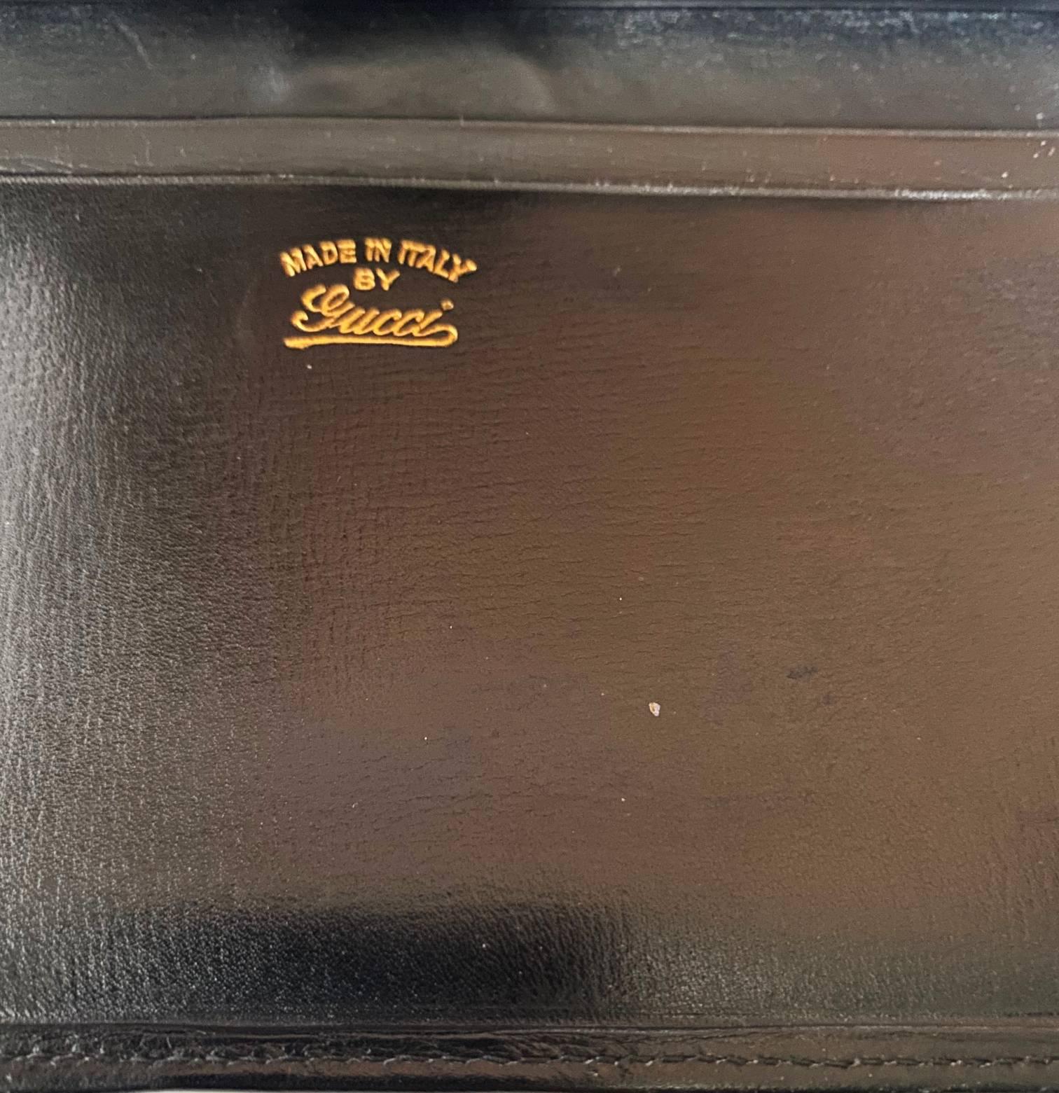 Portefeuille en cuir noir Gucci des années 1980  Unisexe en vente