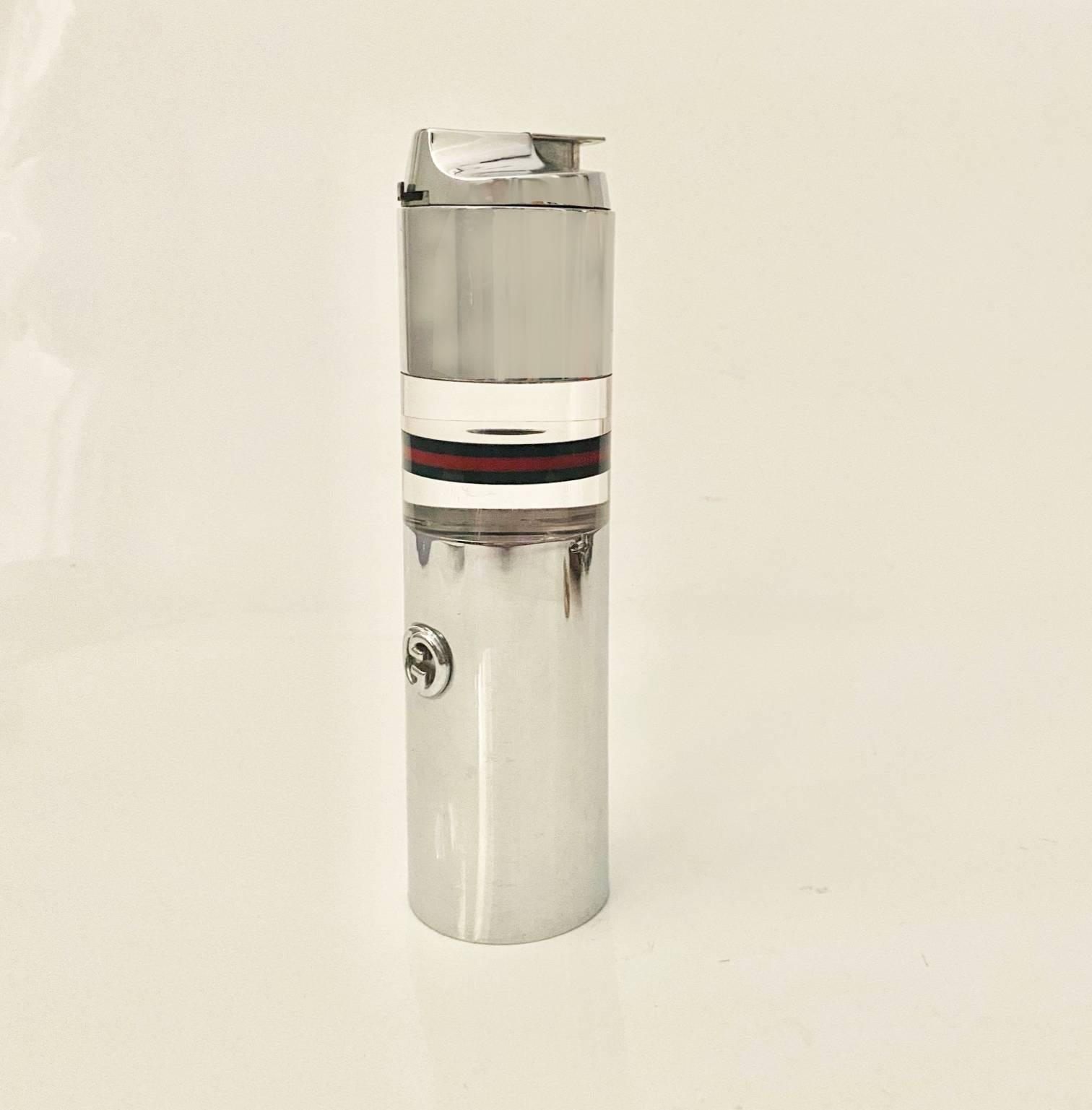 1980s Gucci Web Chrome Table Lighter  For Sale 3