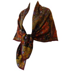 1980s Gucci Wool & Silk Asian Inspired Printed Shawl