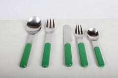 1980s Gunnar Cyrén for Dansk "Summerhouse" Green Resin Flatware Set (21 Pieces)