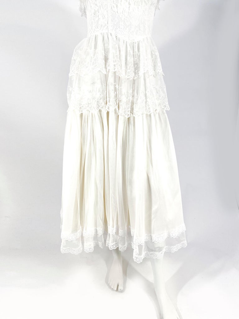 1980s Gunne Sax White Strapless Lace Dress at 1stDibs | gunne sax lace ...
