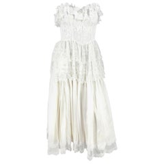 robe blanche en dentelle sans bretelles Gunne Sax des années 1980