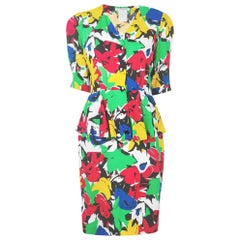 1980s Guy Laroche Abstract Print Dress