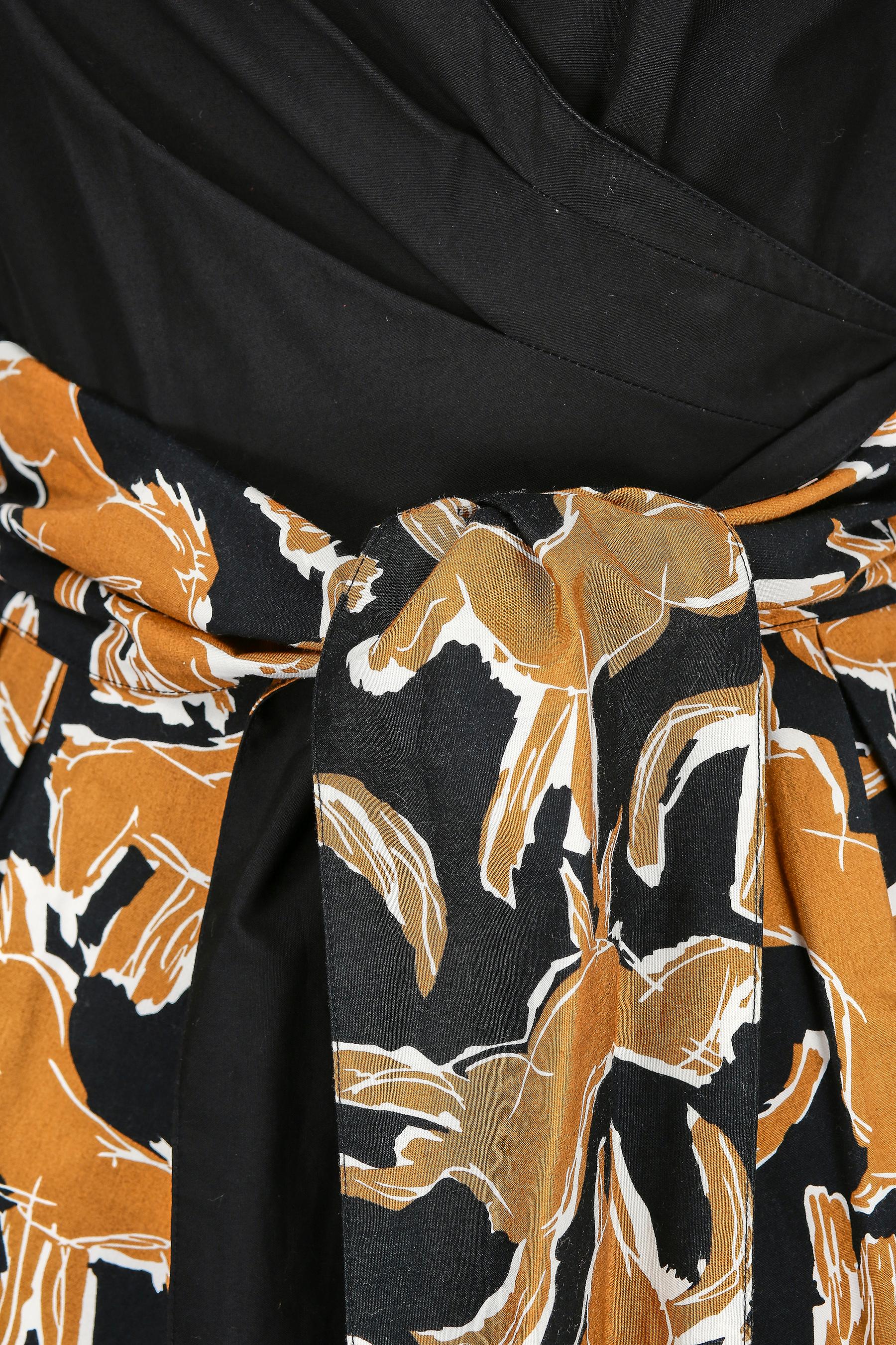 Black 1980s Guy Laroche Novetly Horse Print Cotton Dress For Sale