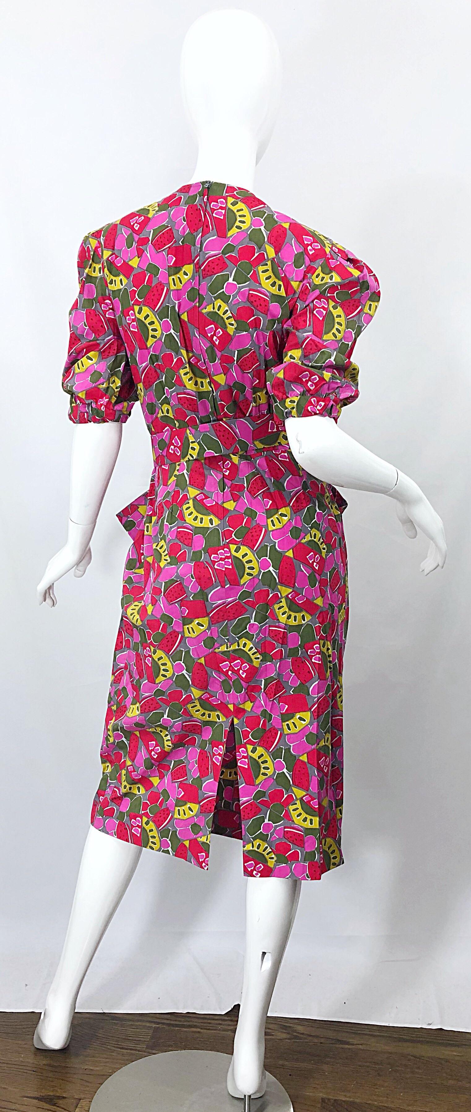 1980s Guy Laroche Size 44 / 12 Novelty Fruit Print Avant Garde Vintage 80s Dress For Sale 3