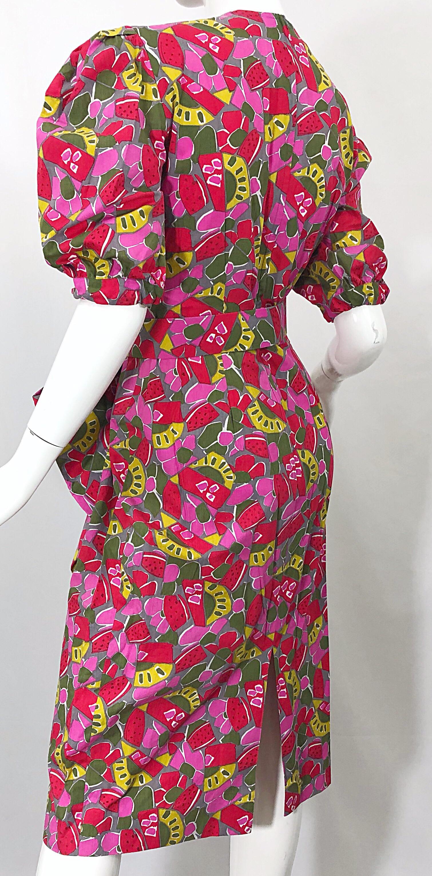 1980s Guy Laroche Size 44 / 12 Novelty Fruit Print Avant Garde Vintage 80s Dress For Sale 1