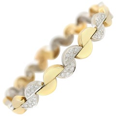 Bracciale Mezza Luna anni '80 in oro giallo 14 carati con diamanti