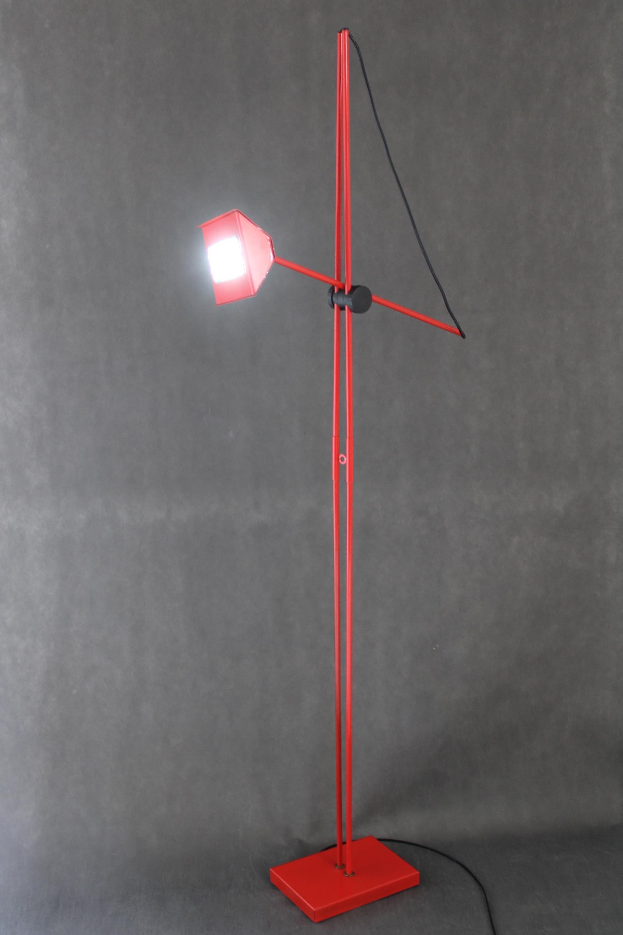 1980s Halogen Red Floor Lamp, Italy For Sale 6