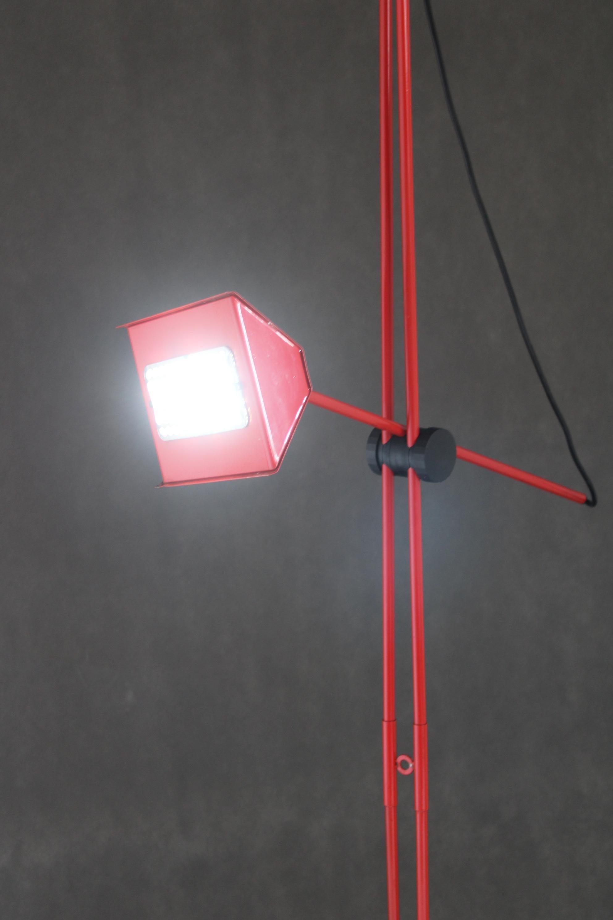 1980s Halogen Red Floor Lamp, Italy For Sale 7